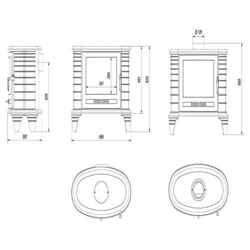 Печь-камин чугунная Kratki KOZA/K8 9 кВт