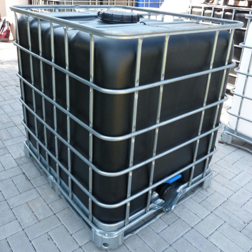 Еврокуб 1000 л черного цвета, б/у мытый пропаренный из под технических веществ (поддон металл/пластик/дерево)