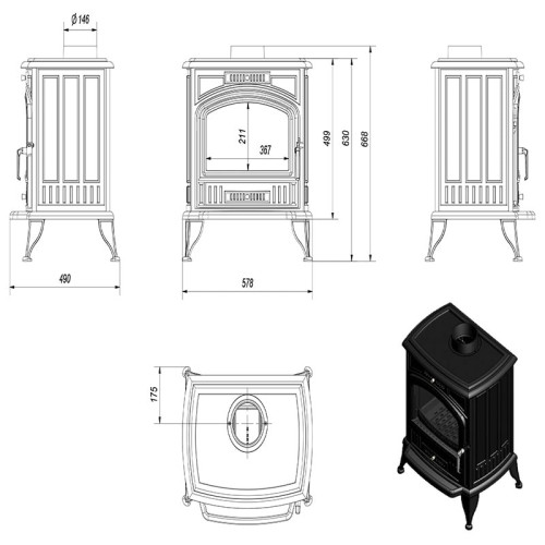 Печь-камин чугунная Kratki KOZA/K6/150 8 кВт Печь-камин чугунная Kratki KOZA/K6/150 8 кВт