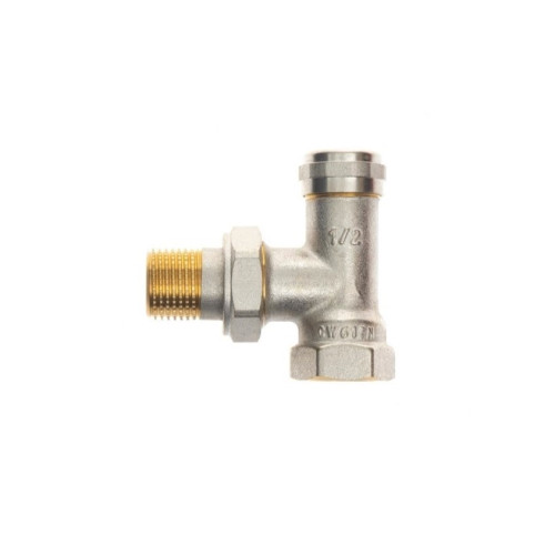 Клапан запорный угловой для бокового присоединения к радиатору Ридан LV 003L0145R, Ду 20