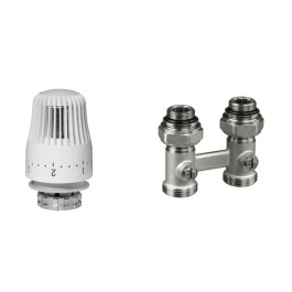 Комплект для радиаторов с нижним подключением: клапан LV-KB Ду20 + термоэлемент TR 84, резьба Ду 3/4, прямой, Ридан 013G7223R