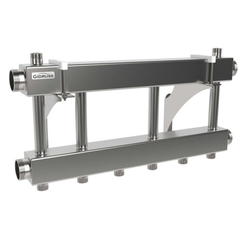 Коллектор нержавеющий модульный Gidruss MKSS-250-3х25 до 250 кВт 2" 3 контура Коллектор нержавеющий модульный Gidruss MKSS-250-3х25 до 250 кВт 2" 3 контура