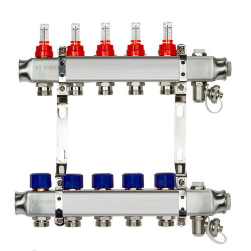 Коллекторная группа SSM-RF на 5 выходов, с расходомерами и кронштейнами, Ридан 088U0955R