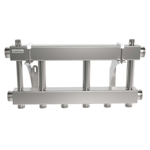 Коллектор нержавеющий модульный Gidruss MKSS-250-3х32 до 250 кВт 2" 3 контура Коллектор нержавеющий модульный Gidruss MKSS-250-3х32 до 250 кВт 2" 3 контура