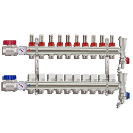 Коллектор для тёплого пола с расходомерами Tim на 10 выходов (арт.KA010)