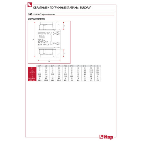 Клапан обратный с металлическим седлом ITAP 2" (34824)