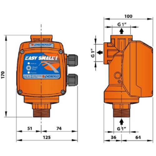 Электронный регулятор давления Pedrollo EASY SMALL 1 M с манометром