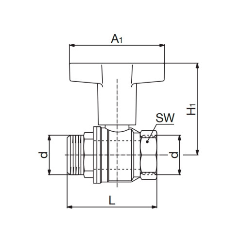Кран шаровый Oventrop Optibal 3/4" НР/BР c высокой Т-ручкой (арт.1077306)