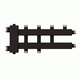 Коллектор с гидроразделителем Warme WKD.R.122.К.2+1+1 Дублер компакт (черная сталь) на 4 контура до 122 кВт