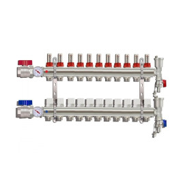 Коллектор для тёплого пола с расходомерами Tim на 11 выходов (арт.KA011)