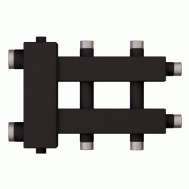 Коллектор с гидроразделителем Warme WKD.R.60.К.1+1+1 (черная сталь) на 3 контура до 60 кВт