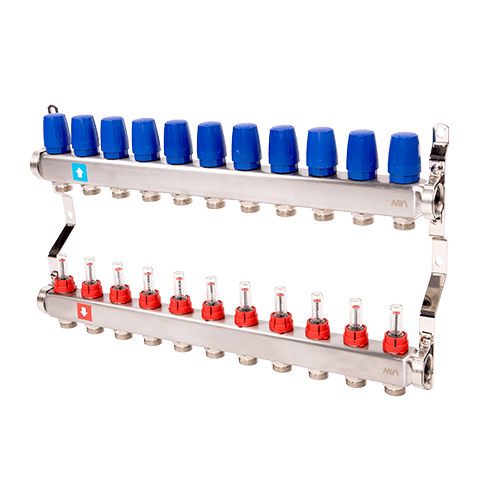 Коллектор с расходомерами MVI 1"х3/4"ЕК 11 выходов