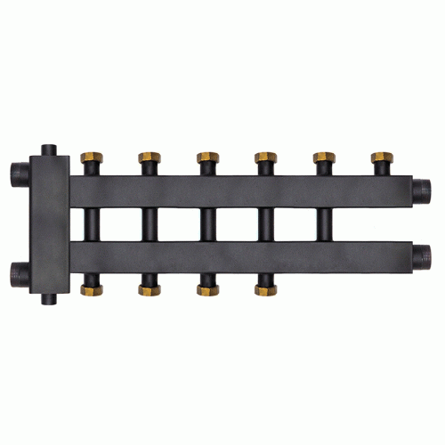 Коллектор с гидроразделителем Warme WKD.R.85.К.F.3+2+1 (Дублер компакт) черная сталь на 6 контуров до 85 кВт с накидными гайками Коллектор с гидроразделителем Warme WKD.R.85.К.F.3+2+1 (Дублер компакт) черная сталь на 6 контуров до 85 кВт с накидными гайками