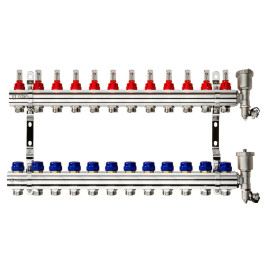 Коллекторная группа FHF-RF на 12 выходов, с расходомерами, с воздухоотводчиками, с кронштейнами, Ридан 088U0732R