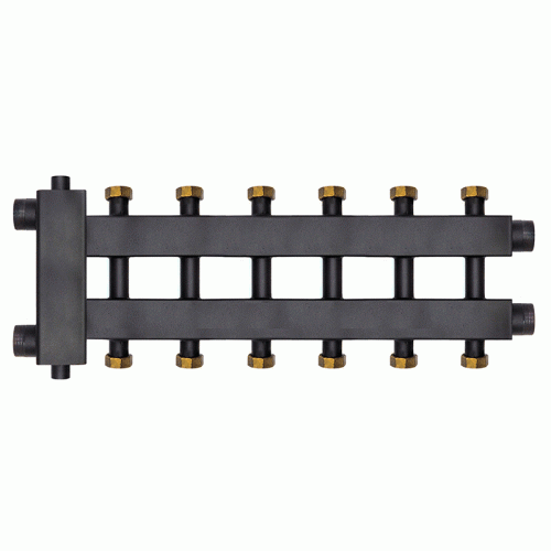 Коллектор с гидроразделителем Warme WKD.R.85.К.F.3+3+1 (Дублер компакт) черная сталь на 7 контуров до 85 кВт с накидными гайками Коллектор с гидроразделителем Warme WKD.R.85.К.F.3+3+1 (Дублер компакт) черная сталь на 7 контуров до 85 кВт с накидными гайками
