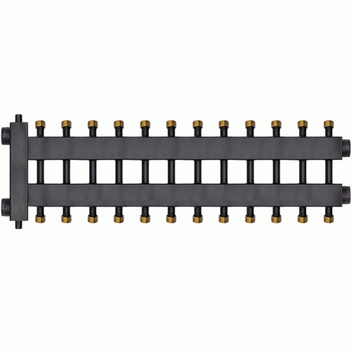 Коллектор с гидроразделителем Warme WKD.R.85.К.F.6+6+1 (Дублер компакт) черная сталь на 13 контуров до 85 кВт с накидными гайками Коллектор с гидроразделителем Warme WKD.R.85.К.F.6+6+1 (Дублер компакт) черная сталь на 13 контуров до 85 кВт с накидными гайками