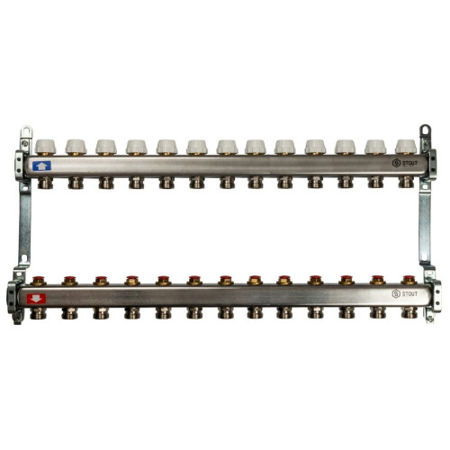 Коллектор из нержавеющей стали без расходомеров на 13 выходов Stout SMS 0922 000013 Коллектор из нержавеющей стали без расходомеров на 13 выходов Stout SMS 0922 000013