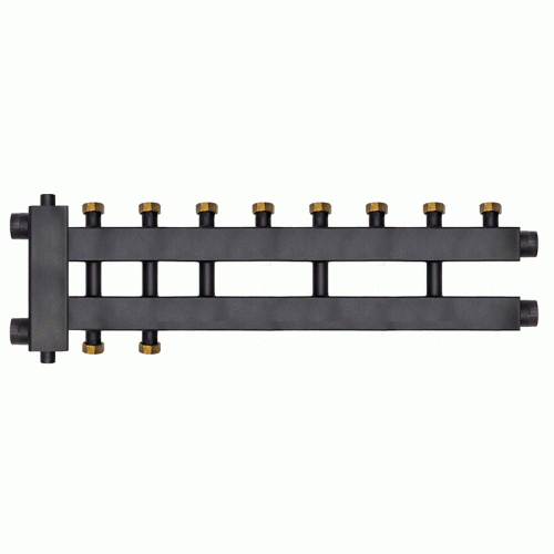 Коллектор с гидроразделителем Warme WKD.R.85.К.F.4+1+1 (Дублер компакт) черная сталь на 6 контуров до 85 кВт с накидными гайками Коллектор с гидроразделителем Warme WKD.R.85.К.F.4+1+1 (Дублер компакт) черная сталь на 6 контуров до 85 кВт с накидными гайками