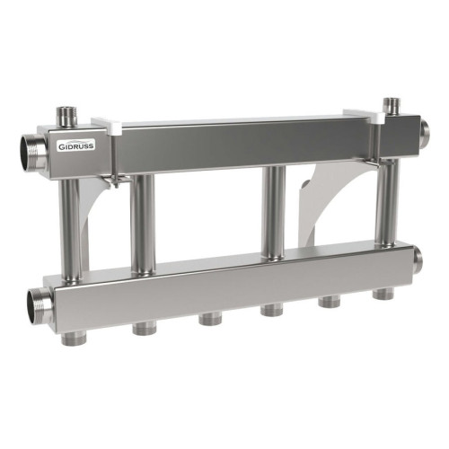 Коллектор нержавеющий модульный Gidruss MKSS-250-3х32 до 250 кВт 2" 3 контура Коллектор нержавеющий модульный Gidruss MKSS-250-3х32 до 250 кВт 2" 3 контура