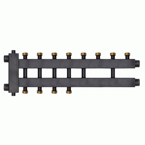Коллектор с гидроразделителем Warme WKD.R.85.К.F.4+2+1 (Дублер компакт) черная сталь на 7 контуров до 85 кВт с накидными гайками Коллектор с гидроразделителем Warme WKD.R.85.К.F.4+2+1 (Дублер компакт) черная сталь на 7 контуров до 85 кВт с накидными гайками