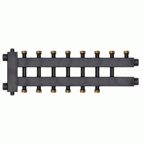 Коллектор с гидроразделителем Warme WKD.R.85.К.F.4+3+1 (Дублер компакт) черная сталь на 8 контуров до 85 кВт с накидными гайками Коллектор с гидроразделителем Warme WKD.R.85.К.F.4+3+1 (Дублер компакт) черная сталь на 8 контуров до 85 кВт с накидными гайками