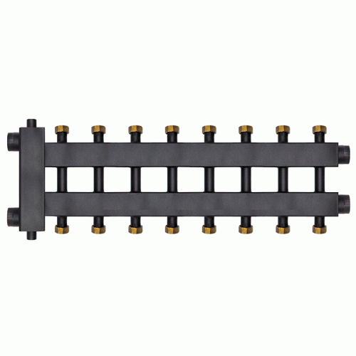 Коллектор с гидроразделителем Warme WKD.R.85.К.F.4+4+1 (Дублер компакт) черная сталь на 9 контуров до 85 кВт с накидными гайками Коллектор с гидроразделителем Warme WKD.R.85.К.F.4+4+1 (Дублер компакт) черная сталь на 9 контуров до 85 кВт с накидными гайками