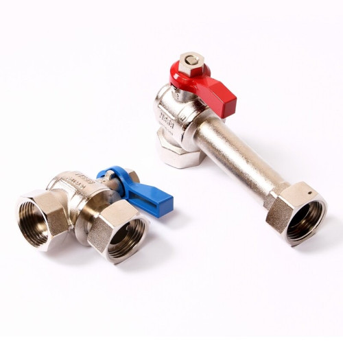 Комплект двух угловых никелирован. шаровых кранов Rehau G1 для коллекторов Комплект двух угловых никелирован. шаровых кранов Rehau G1 для коллекторов