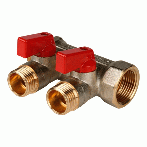 Коллектор для воды 2 выхода Stout 3/4"x1/2" евроконус с шаровыми кранами арт. SMB 6210 341202 Коллектор для воды 2 выхода Stout 3/4"x1/2" евроконус с шаровыми кранами арт. SMB 6210 341202