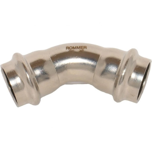 Угол 45° Rommer из нержавеющей стали 28 мм двухраструбный