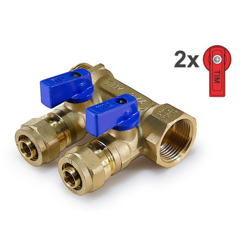 Коллектор для воды Tim на 2 выхода 16x3/4" арт.200-3/4(2) Коллектор для воды Tim на 2 выхода 16x3/4" арт.200-3/4(2)