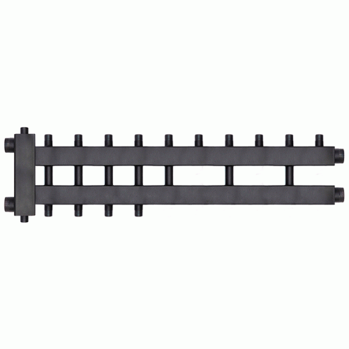 Коллектор с гидроразделителем Warme WKD.R.122.К.5+2+1 Дублер компакт (черная сталь) на 8 контуров до 122 кВт