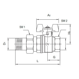 Кран шаровый с американкой Oventrop Optibal 1" ручка-бабочка (арт.1075808)
