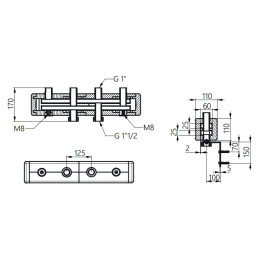 Коллектор стальной Uni-Fitt 1" 2 отопительных контура в теплоизоляции (арт.435Z4102)