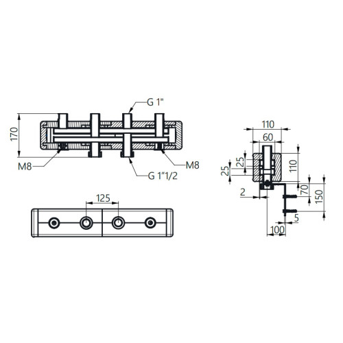 Коллектор стальной Uni-Fitt 1" 2 отопительных контура в теплоизоляции (арт.435Z4102)