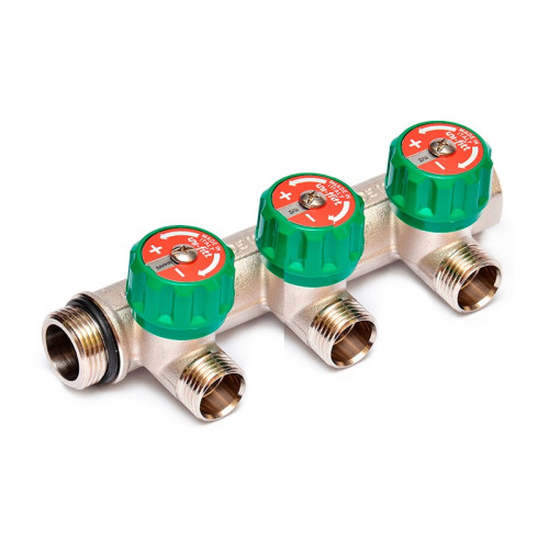 Коллектор латунный для воды Uni-Fitt 3/4"x1/2" 3 выхода евроконус (арт.410N3230) Коллектор латунный для воды Uni-Fitt 3/4"x1/2" 3 выхода евроконус (арт.410N3230)