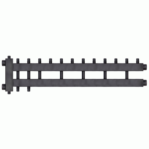 Коллектор с гидроразделителем Warme WKD.R.122.К.6+1+1 Дублер компакт (черная сталь) на 8 контуров до 122 кВт