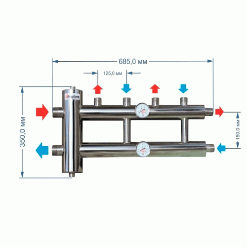 Коллектор из нержавейки с гидрострелкой 60 кВт ПроксиТерм GSK 25-2.1 Коллектор из нержавейки с гидрострелкой 60 кВт ПроксиТерм GSK 25-2.1