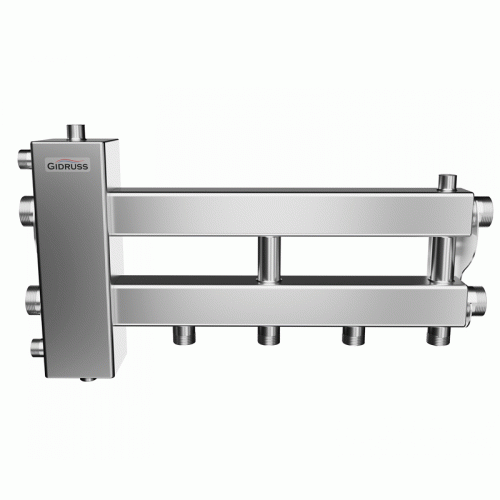 Коллектор нержавеющий Gidruss BMSS-100-3D до 100 кВт 1 1/4" 3 контура