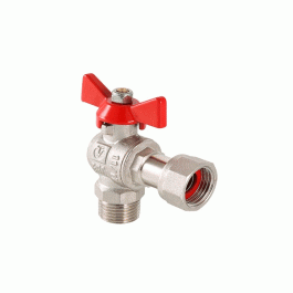 Кран шаровой угловой Valtec ручка-бабочка с НГ и НР резьбой 1"х1" (арт.VT.267.N.0606)