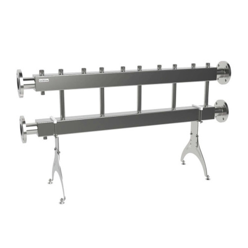 Коллектор нержавеющий модульный Gidruss MKSS-400-5х25 до 400 кВт ДУ65 5 контуров Коллектор нержавеющий модульный Gidruss MKSS-400-5х25 до 400 кВт ДУ65 5 контуров