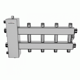 Коллектор нержавеющий Gidruss BMSS-100-5DU до 100 кВт 1 1/4" 5 контуров