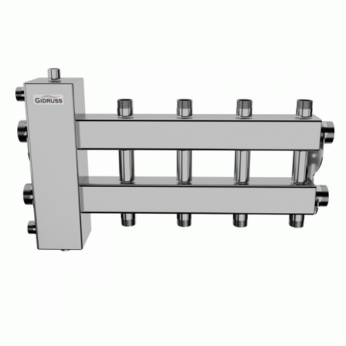 Коллектор нержавеющий Gidruss BMSS-100-5DU до 100 кВт 1 1/4" 5 контуров