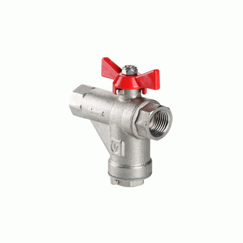 Кран шаровой Valtec ручка-бабочка и встроенным прямым фильтром 1/2" (арт.VT.294.N.04)