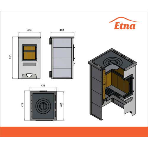 Печь-камин Этна ДТ-4С с плитой Печь-камин Этна ДТ-4С с плитой