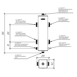 Гидрострелка Gidruss GRSS-250-50 до 250 кВт 2" нержавеющая сталь