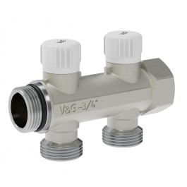 Коллектор настроечный V&G Valogin 3/4"х3/4" на 2 выхода