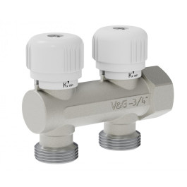 Коллектор тупиковый с вентильной регулировкой V&G Valogin 3/4"х3/4" на 2 выхода