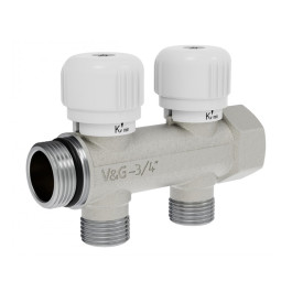 Коллектор распределительный с вентильной регулировкой V&G Valogin 1/2"х3/4" на 2 выхода