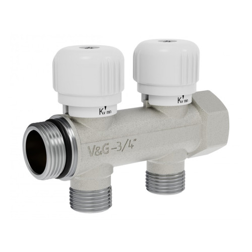 Коллектор распределительный с вентильной регулировкой V&G Valogin 1/2"х3/4" на 2 выхода Коллектор распределительный с вентильной регулировкой V&G Valogin 1/2"х3/4" на 2 выхода
