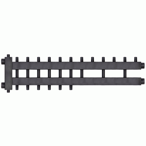 Коллектор с гидроразделителем Warme WKD.R.122.К.6+3+1 Дублер компакт (черная сталь) на 10 контуров до 122 кВт